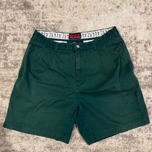 Vintage Pivot Rules Dark Green Men’s 36 Waist Golf Shorts With Golfer Graphic